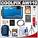 Nikon Coolpix AW110 Shock & Waterproof GPS Wi-Fi Digital Camera (Blue) with 32GB Card + Battery + Case + Float Strap + HDMI Cable + Flex Tripod + Accessory Kit