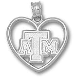 Texas A&M University ATM In Heart 5/8 Pendant (Silver)