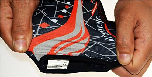 Fashion Geometry Pattern Outdoor Sports Gloves Bike Bicycle Cycling Riding Full Finger Gloves Thin Spring Summer Style for Men Women Orange