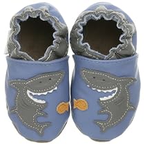 Robeez Infant/Toddler Shark Slip-On With Socks,Ocean Blue,0-6 Months (US Infant 1-2 M)