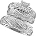 Stunning White Gold 3 Pc. Genuine Diamond Wedding Set for Him and Her " Size 7 For Her and Size 10 For Him "