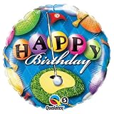 Happy Birthday Golf Tee Golf Balls 18 Mylar Balloon