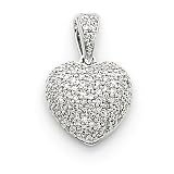 14k Gold White Gold Diamond Puff Heart Pendant