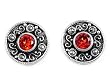 Sterling Silver Earrings with Marcasite and Garnet CZ - 16mm