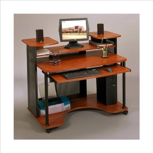Studio RTA Wood Computer Desk in Black and Cherry