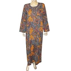 Indian Kaftan Long Sleeve Viscose Robe Size L (kftn857)