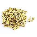 uxcell　メススペード端子コネクタ　7.8mm　カースピーカー　ゴールドトーン　100個