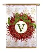 Monogram Holiday Wreath Regular Size Flag V Monogram Holiday Wreath Regular Size Flag V