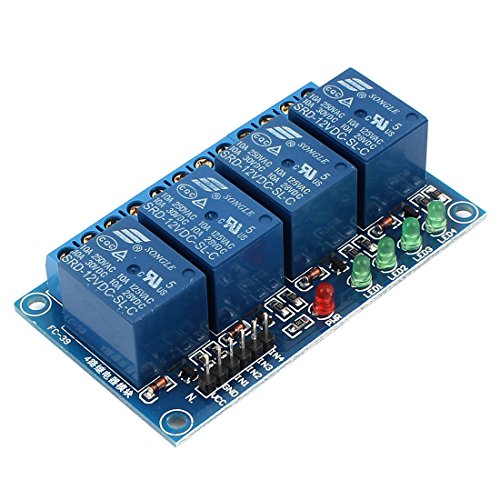 uxcellÂ® Blue SRD-12VDC-SL-C 4 Channel DC 12V High Level Power Relay Module Board