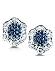 0.75 cttw. Diamond Flower Earrings 10K White Gold
