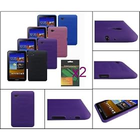 iShoppingdeals - Black/Purple/Pink/Blue Color Soft Skin Case Cover + Anti-Glare Matte Finishing Screen Protector for Samsung Galaxy Tab 7.0 Plus 16GB 32GB WiFi