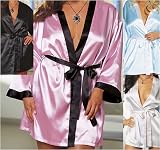 Plus Size Satin Charmeuse Reversible Short Robe in Various Colors 1x/2x 3x/4x