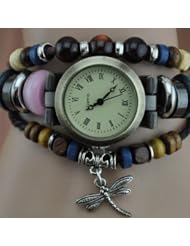 Vintage Roman Numerals Womens Bracelet Dress Watch with Dragonfly