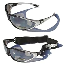 Silver Ladgecom All-Weather Sunglasses & Goggles with Head Strap for Cycling, Running & Ski Sports