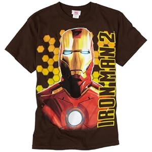 Mad Engine Boys  Iron Man Bust Shot T-Shirt,Brown,Large