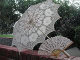 Wedding Parasol and Matching Lace Fan