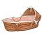 Honey Hooded Baby Moses Basket with Pink Waffle