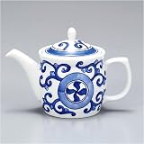 九谷焼 急須 染付唐草（網付き）の画像