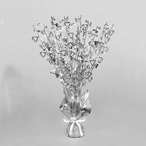 16" Silver Heart Sparkle Foil Weight Table Centerpiece Decoration