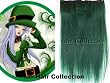 18" Green 100% Human Hair Clip on Extensions - 1.75"widex5pcs