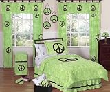 Lime Groovy Peace Sign Tie Dye Children's Bedding 4pc Twin Set
