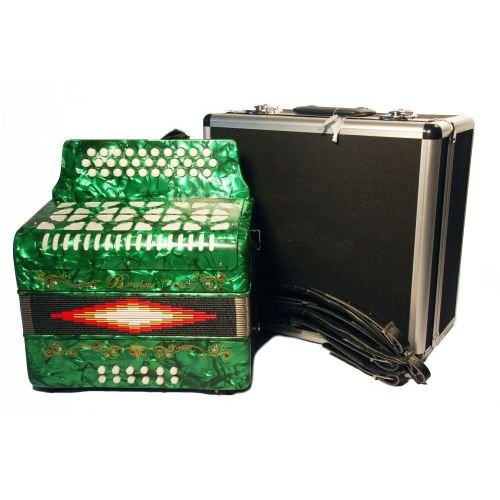 Barcelona 3-Row Button Accordion with Hardshell Case - Green On Sale