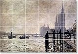 Claude Monet City Kitchen Tile Mural 6. 17x25.5 inches using (24) 4.25x4.25 ceramic tiles.