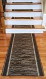 Washable Non-Skid Carpet Stair Treads - Boxer Chocolate (13) PLUS a Matching 5' Runner