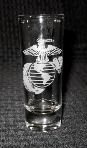 Tequila Shooter Etched Shot Glass USMC Marine Corp EGA