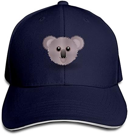 Funny Koala Face Cartoon Trucker Unisex Adjustable Sandwich Cap Navy