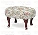 Coaster Queen Anne Style Footstool with Floral Damask Covered, Cherry Finish