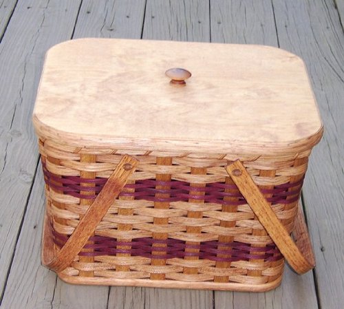 IN STOCK!!! IMMEDIATE SHIPMENT!!! Amish Handmade Small Picnic Basket w/Swinging Handles IN WINE