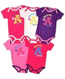 Akademiks Girls “Vine A” 5-Pack Bodysuits (Sizes 0M – 9M) – beetroot pink, 3 – 6 months