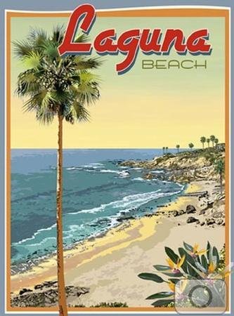 Laguna Beach-Art Deco Style Vintage Travel Poster-by Aurelio Grisanty