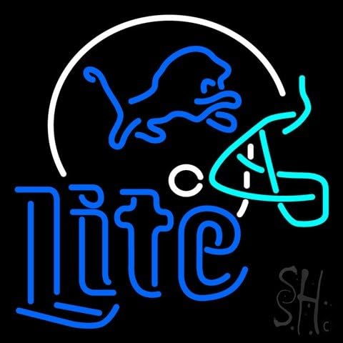 Miller Lite Detroit Lions Beer Outdoor Neon Sign 24" Tall x 24" Wide x 3.5" Deep