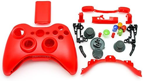 The Best Wireless Game Controller Hard Cover Shell and Buttons Replacement Kit for XBOX 360 - Perfect Fit Easy To Install Excellent Quality Sturdy Material - Red
