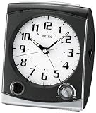 Seiko Bedside Alarm - Black - White Dial - Quiet Sweep Second Hand