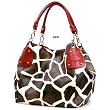 Red Large Vicky Giraffe Print Faux Leather Satchel Bag Handbag Purse