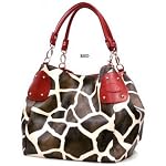 Red Large Vicky Giraffe Print Faux Leather Satchel Bag Handbag Purse