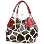 Red Large Vicky Giraffe Print Faux Leather Satchel Bag Handbag Purse