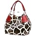 Red Large Vicky Giraffe Print Faux Leather Satchel Bag Handbag Purse