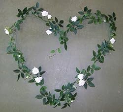 Silk White Rose Artficial Flower 6' Strand Wedding Decoration