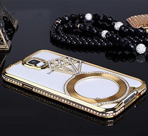 NewMall Galaxy S5 Case, Deluxe Stars Luxury Diamond Crystal Rhinestone Bling Metal Frame Bumper Case for Samsung Galaxy S5 I9600 (Gold)