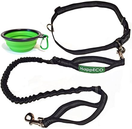 Hands Free Dog Running Leash with FREE Collapsible Silicone BPA Free Dog Bowl for Walking Jogging Hiking BONUS BUNDLE Premium Quality