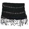 Viscose Lycra Stole in Black Color With Silver Lurex