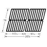 Music City Metals 63412 Gloss Cast Iron Cooking Grid Set Replacement for Gas Grill Models BBQ Tek SSS3416TB and Presidents Choice SSS3416TCS