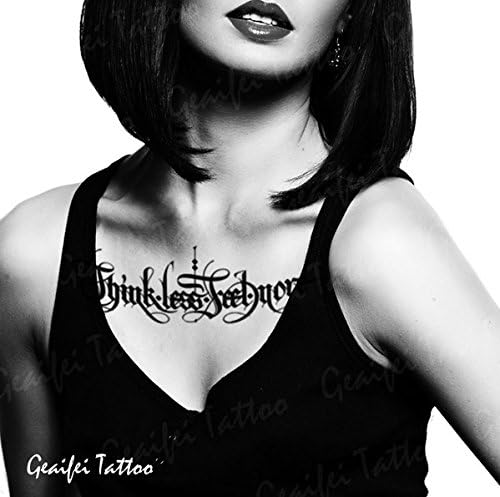 GeAiFei Waterproof High Quality Temporary Tattoo Sticker " Think Less Feel More " -20.8*6.1 cm