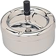 Round Push Down Ashtray with Spinning Tray Crome- A33