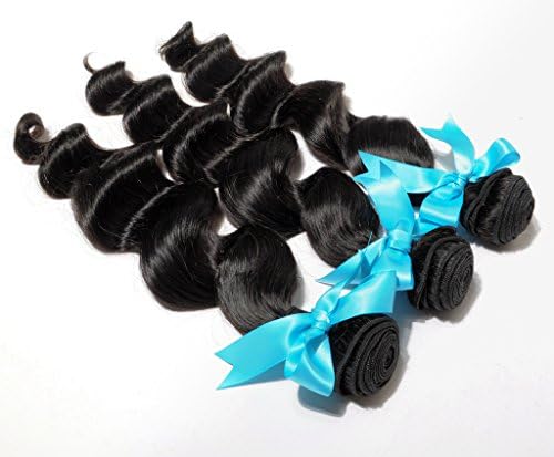 Danolsmann Hair Brazilian Virgin Hair Loose Wave 3 Bundles Grade 6A Unprocessed Virgin Human Hair Weave Weft 300g(12" 12" 12") Natural Color Tangle-free