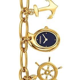 Fontenay - GG1222XR - Montre Femme Breloque - Quartz Analogique - Fond Bleu - Bracelet Chaine Breloques M�tal Dor�
